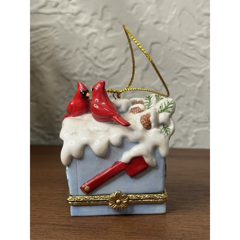 Cardinal Mailbox Hinged Surprise Gift Trinket Box Christmas Ornament Bird